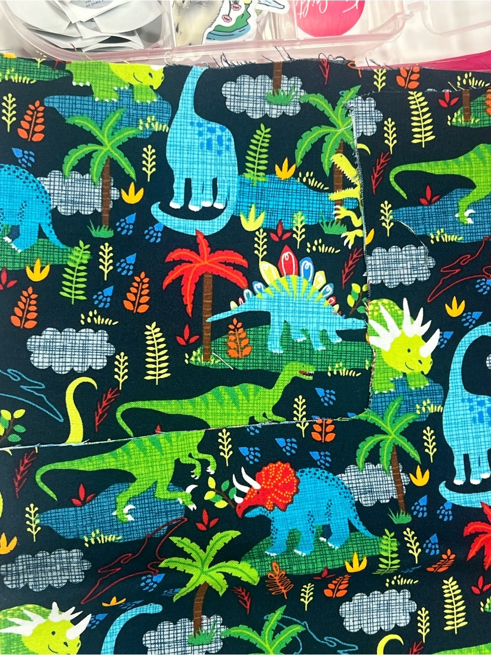 Hi-Fashion Fabrics Inc. Colorful Dinosaur Print Fabric 30” x 40”